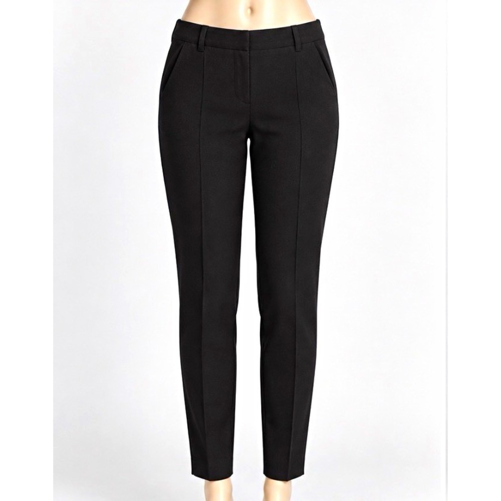bebe Black Slim Fit Dress Pants Womens 8 Crepe Stretch Tapered Zip Flat Front